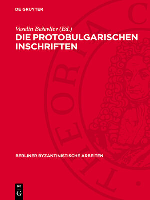 cover image of Die Protobulgarischen Inschriften